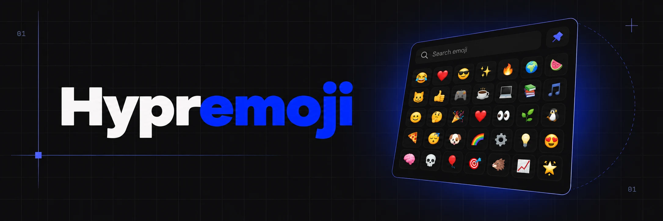 Hypremoji banner with an emoji grid on a dark interface.